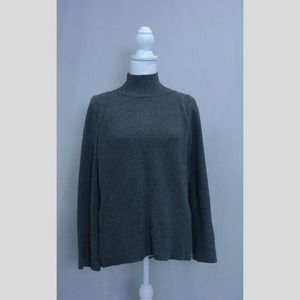 Loft Size S Gray Mock-neck Wide-sleeved Knit Sweater